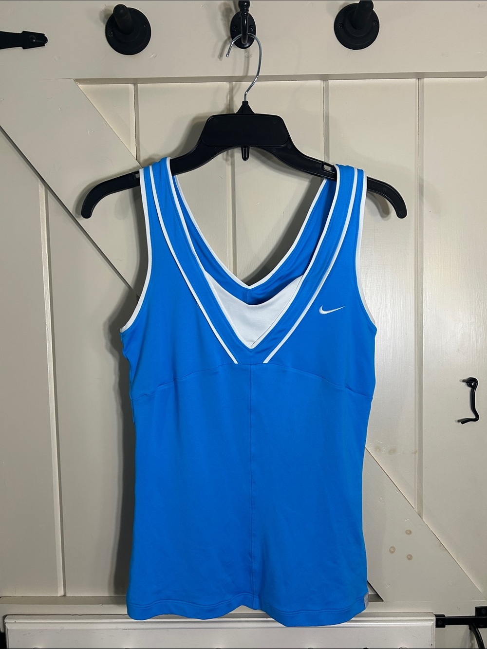 Nike Bright Blue V-Neck Athletic Tank with White Trim
